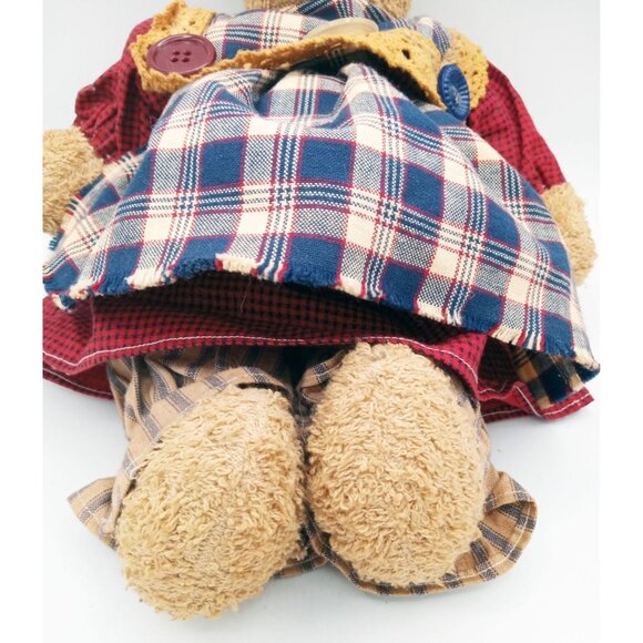 Artisan Teddy Bear Handmade Plush Stuffed Animal 12 Inch Dress Bloomers Apron - Picture 4 of 16